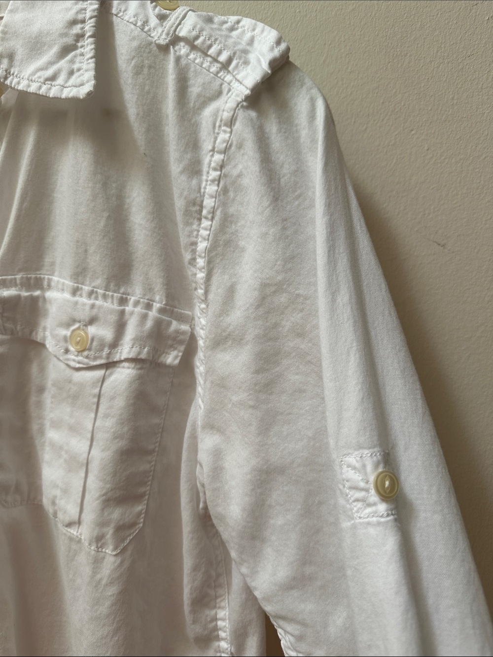 White Casual Button-Down Cotton Shirt - Picture 3 of 6